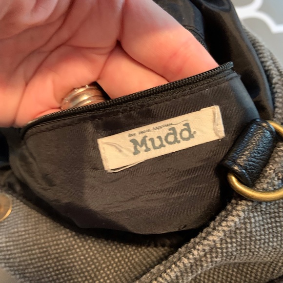 🦩Mudd Brand shoulder tote bag in gray tweed and black lace - Picture 6 of 7